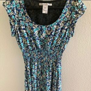 Floral black and blue dress